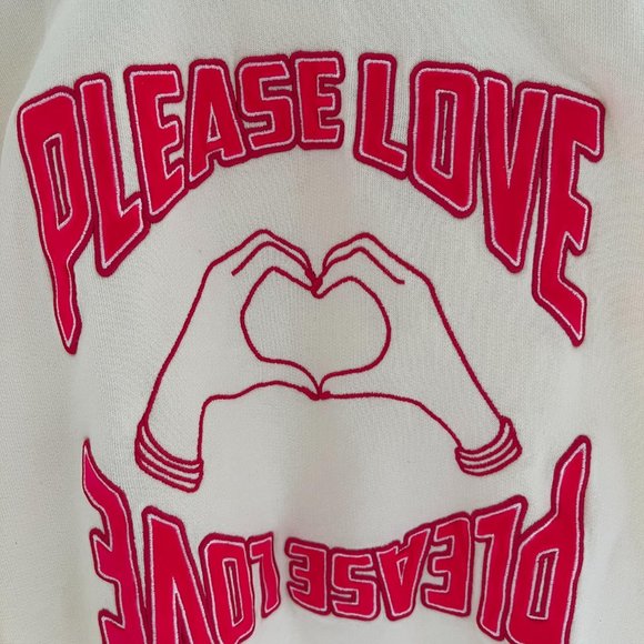 NEW Cream Red Sandro "Please Love" Heart Hoodie - Picture 2 of 5